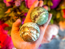 Vesuvianite and Garnet Crystal Spheres, ethically sourced (ONLINE ORDER ONLY)