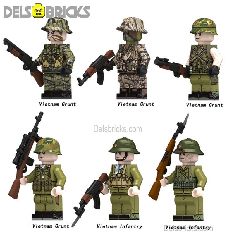 Vietnam War American Soldiers set of 6 Lego Minifigures Custom Toys (ONLINE ORDER ONLY)