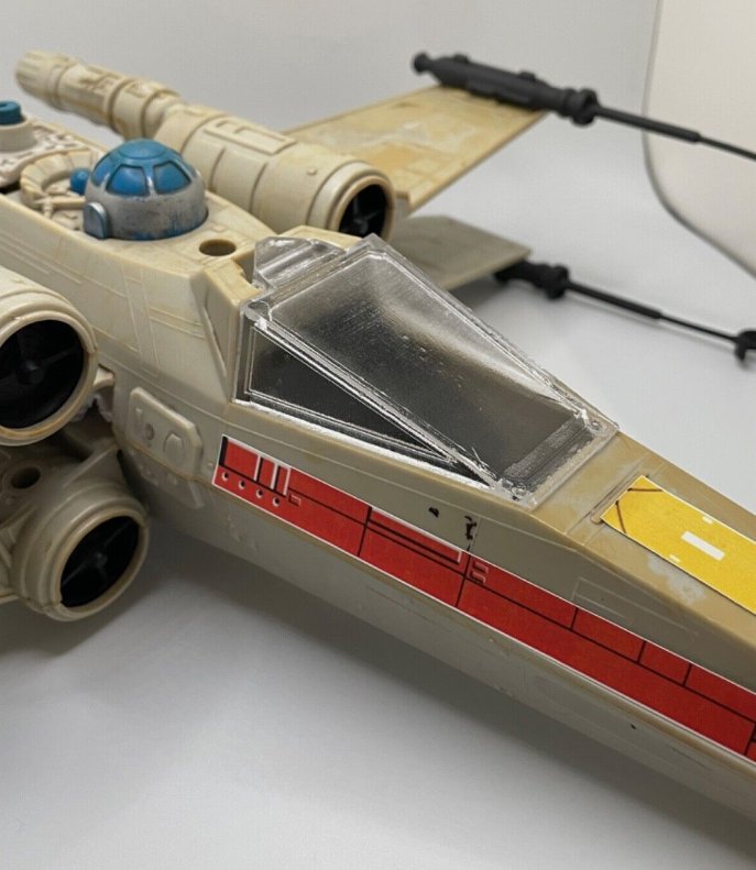 Vintage Star Wars X Wing fighter Canopy Glass Reproduction Part 1978 Kenner Toys (ONLINE ORDER ONLY)