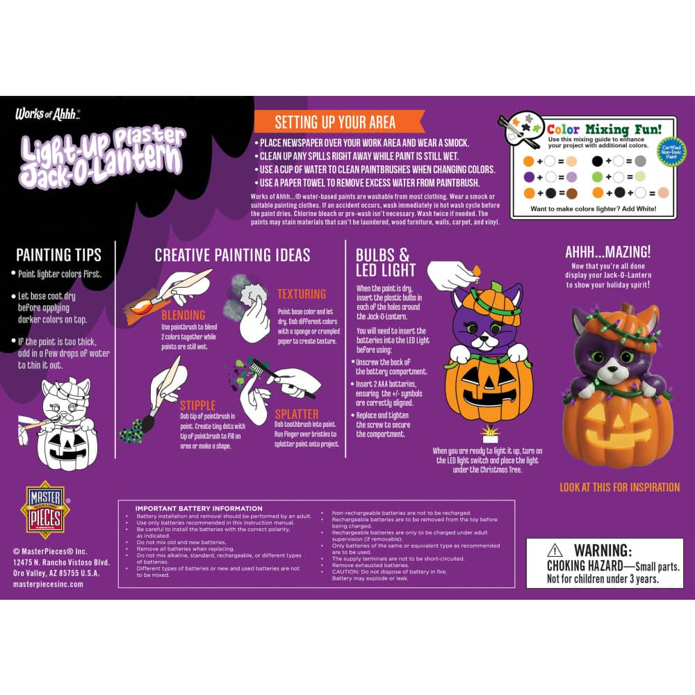 Jack-O-Lantern - 6" Light-Up Plaster Paint Kit