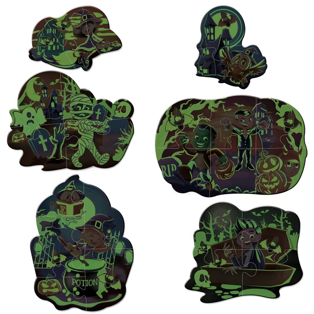 Glow in the Dark - Halloween Fun Mini Shaped Puzzles 6-Pack