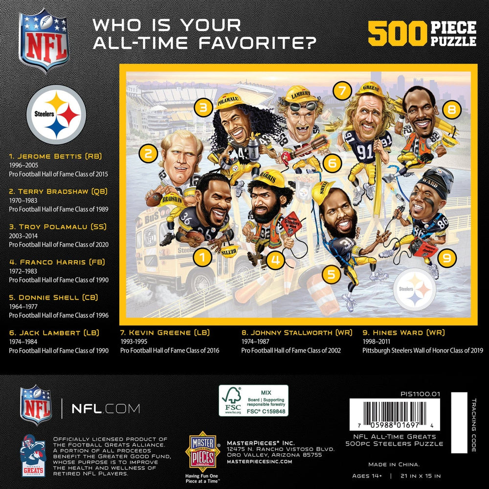 Pittsburgh Steelers - All-Time Greats 500 Piece Jigsaw Puzzle