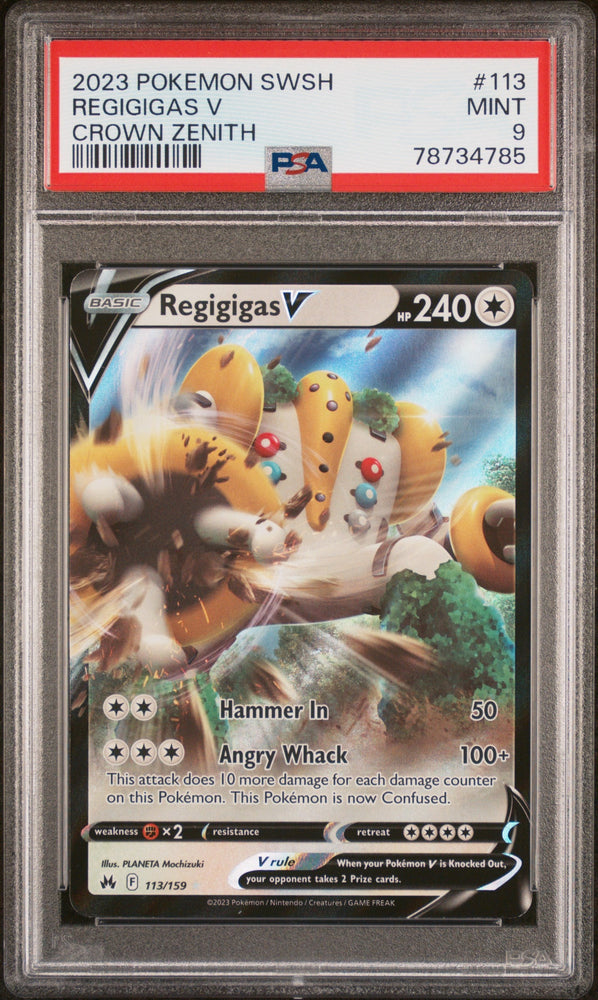 2023 POKEMON SWORD AND SHIELD CROWN ZENITH REGIGIGAS V #113 PSA 9 (Online Order Only)