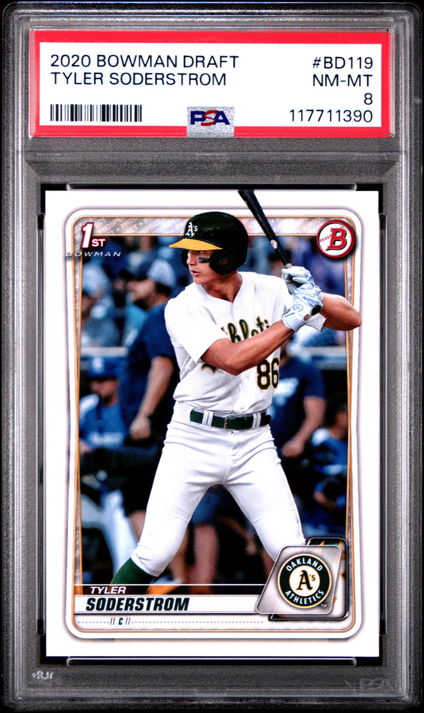 Graded 2020 Topps Bowman Draft Tyler Soderstrom #BD119 Rookie RC Baseball Card PSA 8 Near Mint (ONLINE ORDER ONLY)