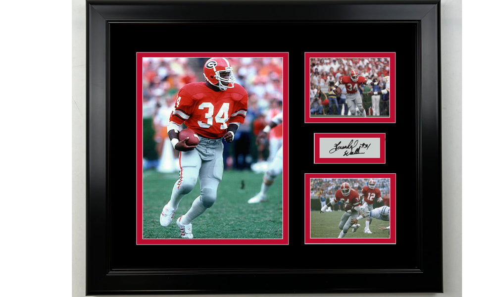 Framed Herschel Walker Georgia Bulldogs Facsimile Laser Engraved Signature NCAA Football 14x11 3 Photo Collage (ONLINE ORDER ONLY)