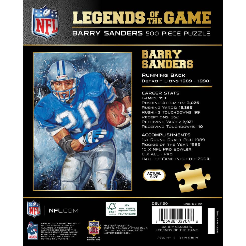 Legends of the Game - Barry Sanders 500 Piece Jigsaw Puzzle