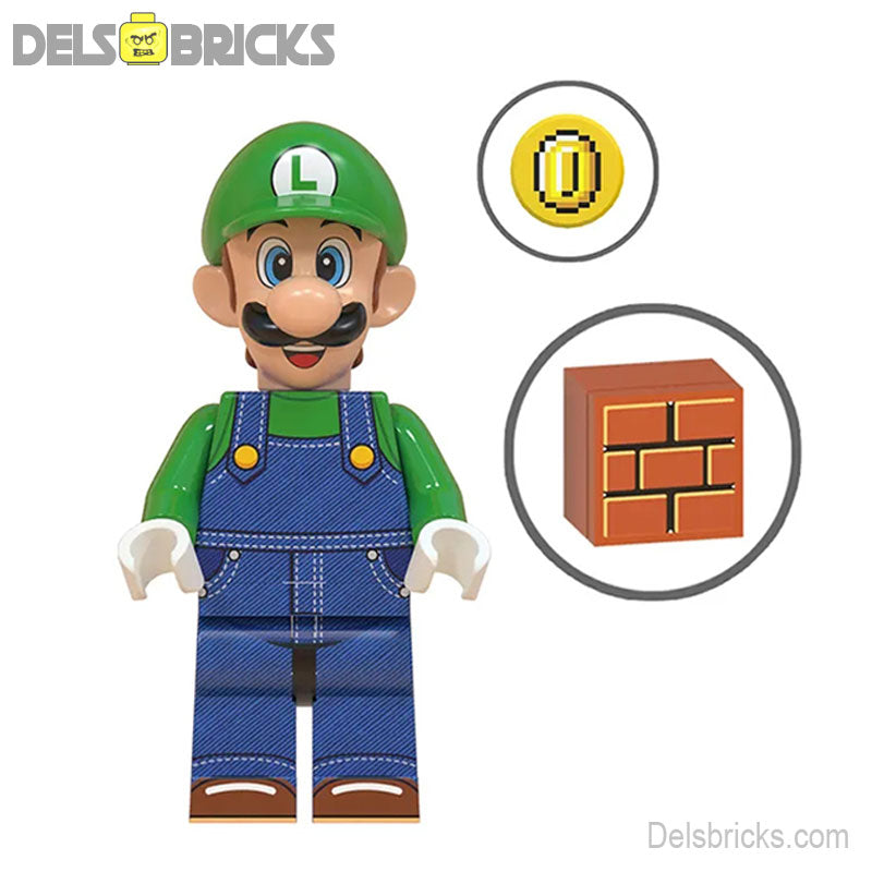 Luigi from Super Mario Brothers Movie Lego Minifigures Custom Toys (ONLINE ORDER ONLY)