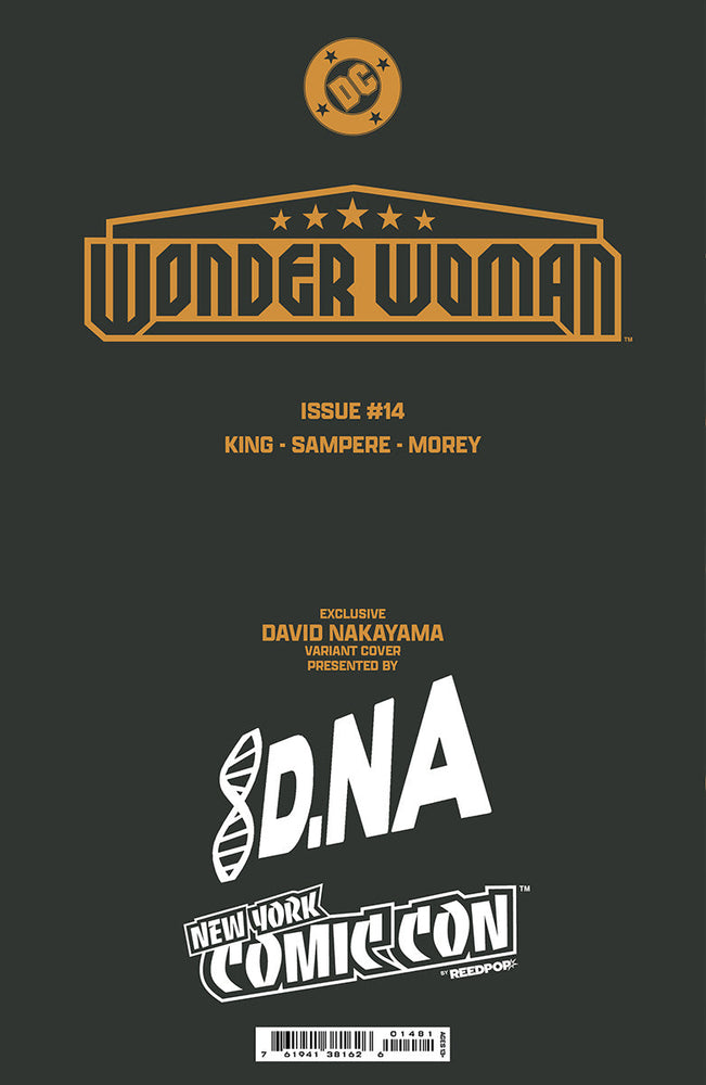 [FOIL] WONDER WOMAN #14 DAVID NAKAYAMA NYCC 2024 BLACK & GOLD EXCLUSIVE VIRGIN PREMIUM VAR  (10/23/2024) (ONLINE ORDER ONLY)