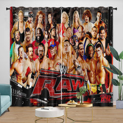 WWE Pattern Curtains Blackout Window Drapes Kids Room Decoration (Online Order Only)