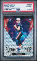 Graded 2024 Panini Phoenix Drake Maye #RRDME Rookie Rising Wave Rookie RC Football Card PSA 10 Gem Mint (ONLINE ORDER ONLY)