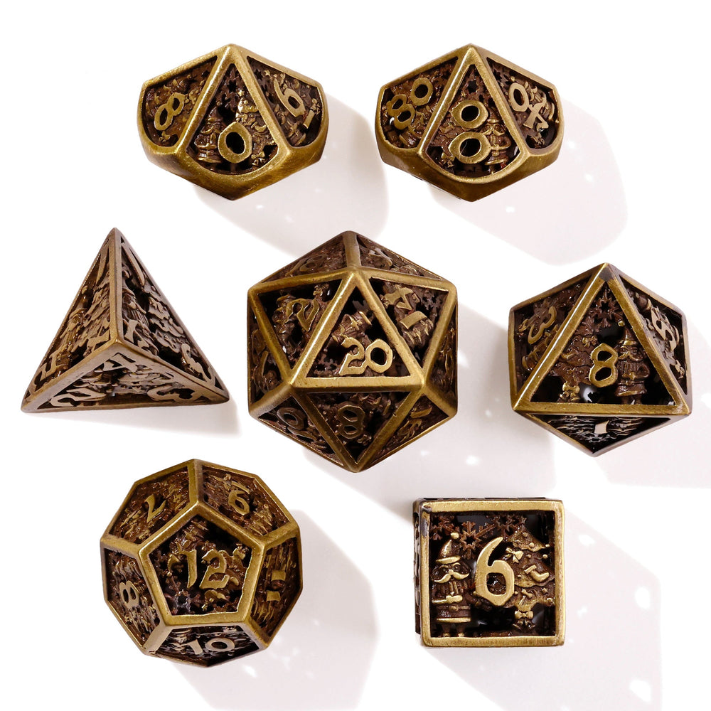 Christmas Metal RPG Dice Set | 7 Pieces (ONLINE ORDER ONLY)