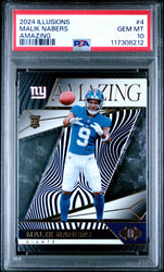 Graded 2024 Panini Illusions Malik Nabers #4 Amazing Rookie RC Football Card PSA 10 Gem Mint
