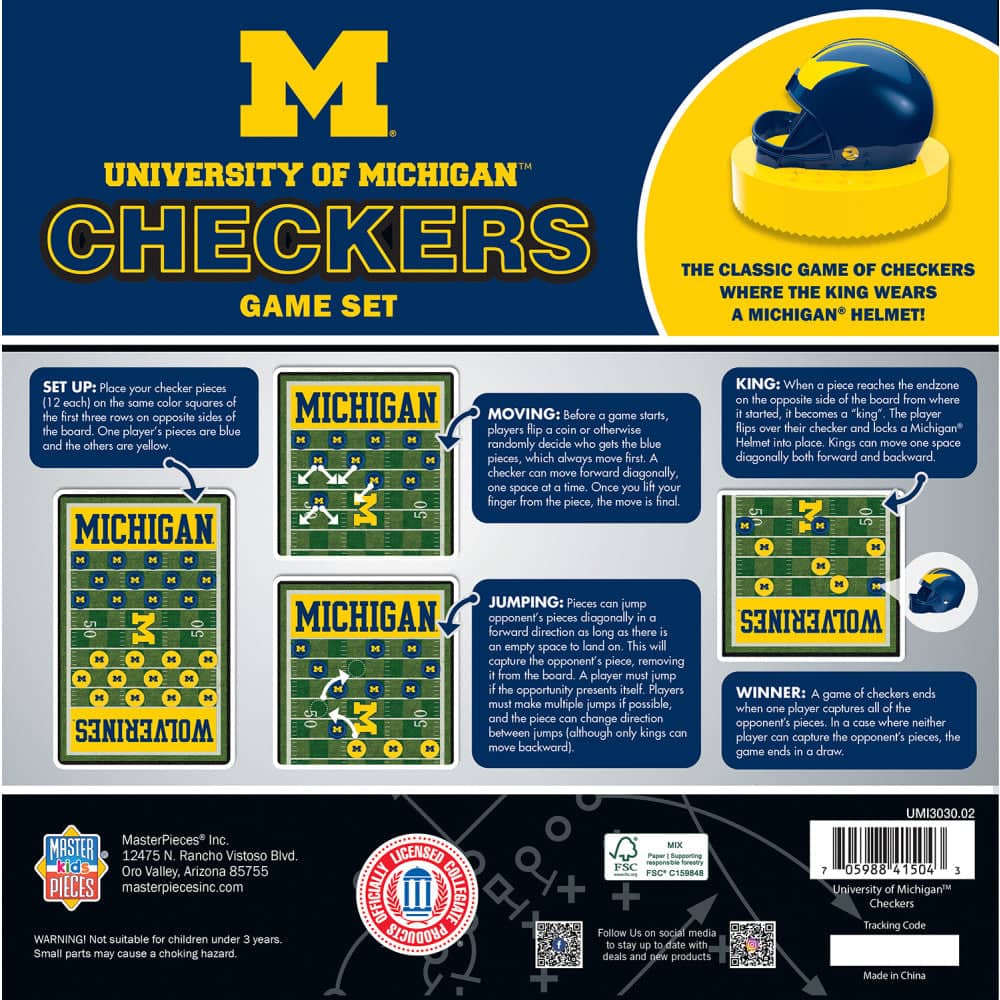 Michigan Wolverines Checkers Board Game