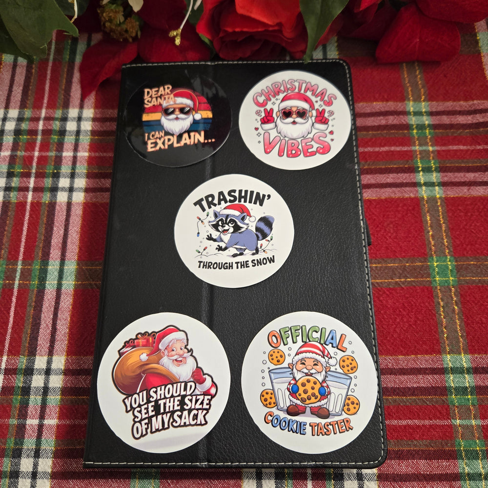 Round Cheeky Christmas Stickers (ONLINE ORDER ONLY)