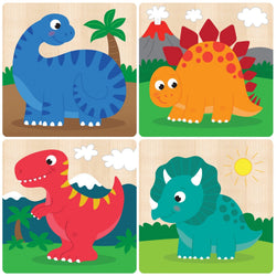 Dinosaurs Chunky Wood Puzzles - Kids 4-Pack