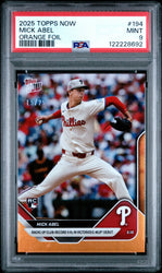 Graded 2025 Topps Now Mick Abel #194 Orange Foil /25 Rookie Baseball Card PSA 9 Mint