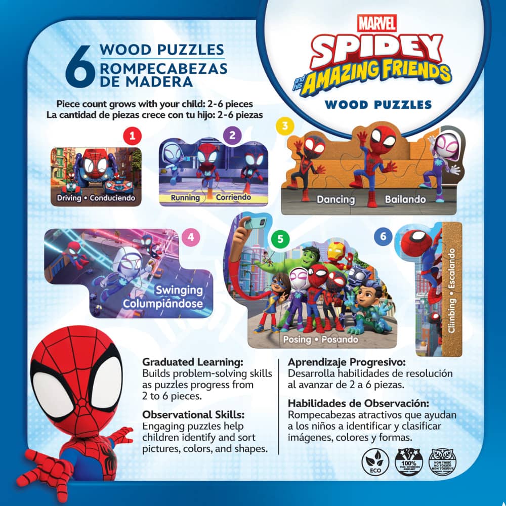 Disney - Spidey & Friends 6-Pack Wood Shaped Puzzles