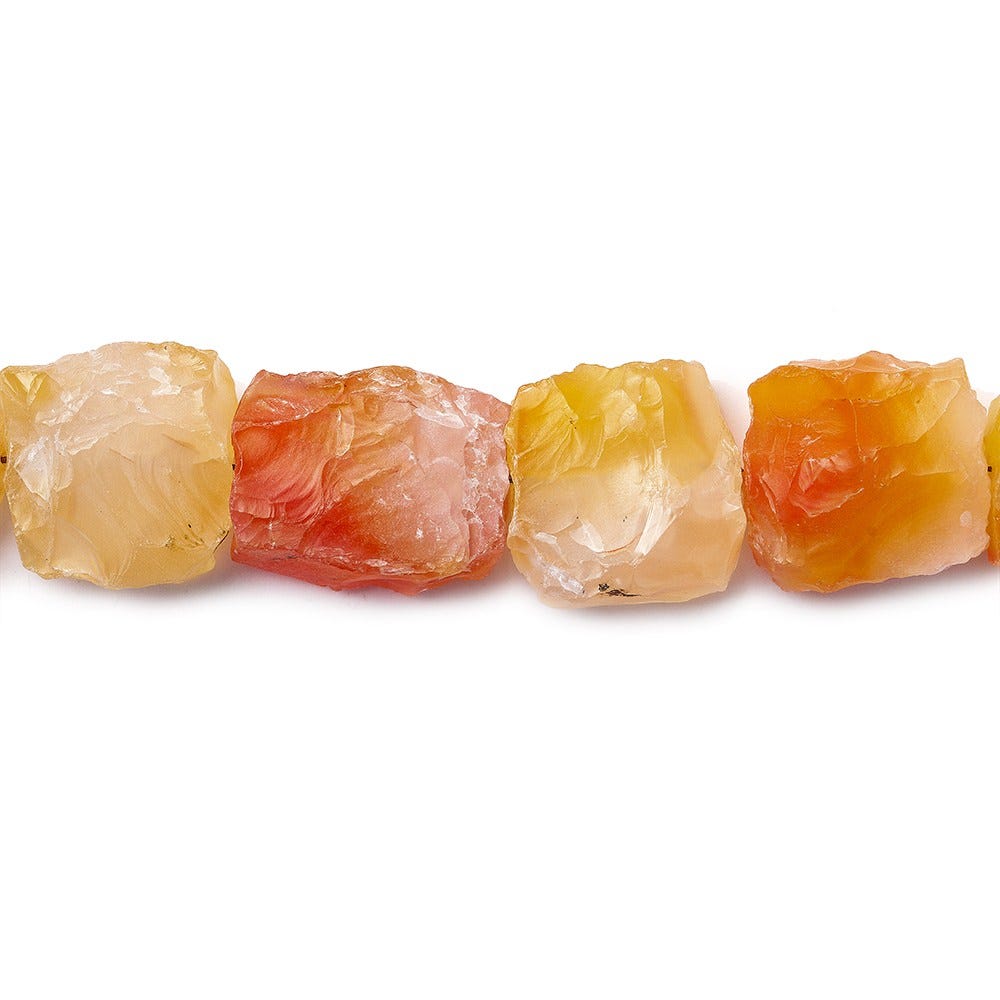 Yellowish Orange Agate Beads Hammer Faceted Square (ONLINE ORDER ONLY)