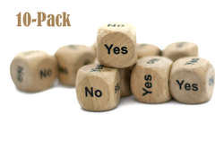 10-Pack Yes/No Dice Wooden 16mm d6 w/Black Rounded Corners - Wood Dice (Online Only)