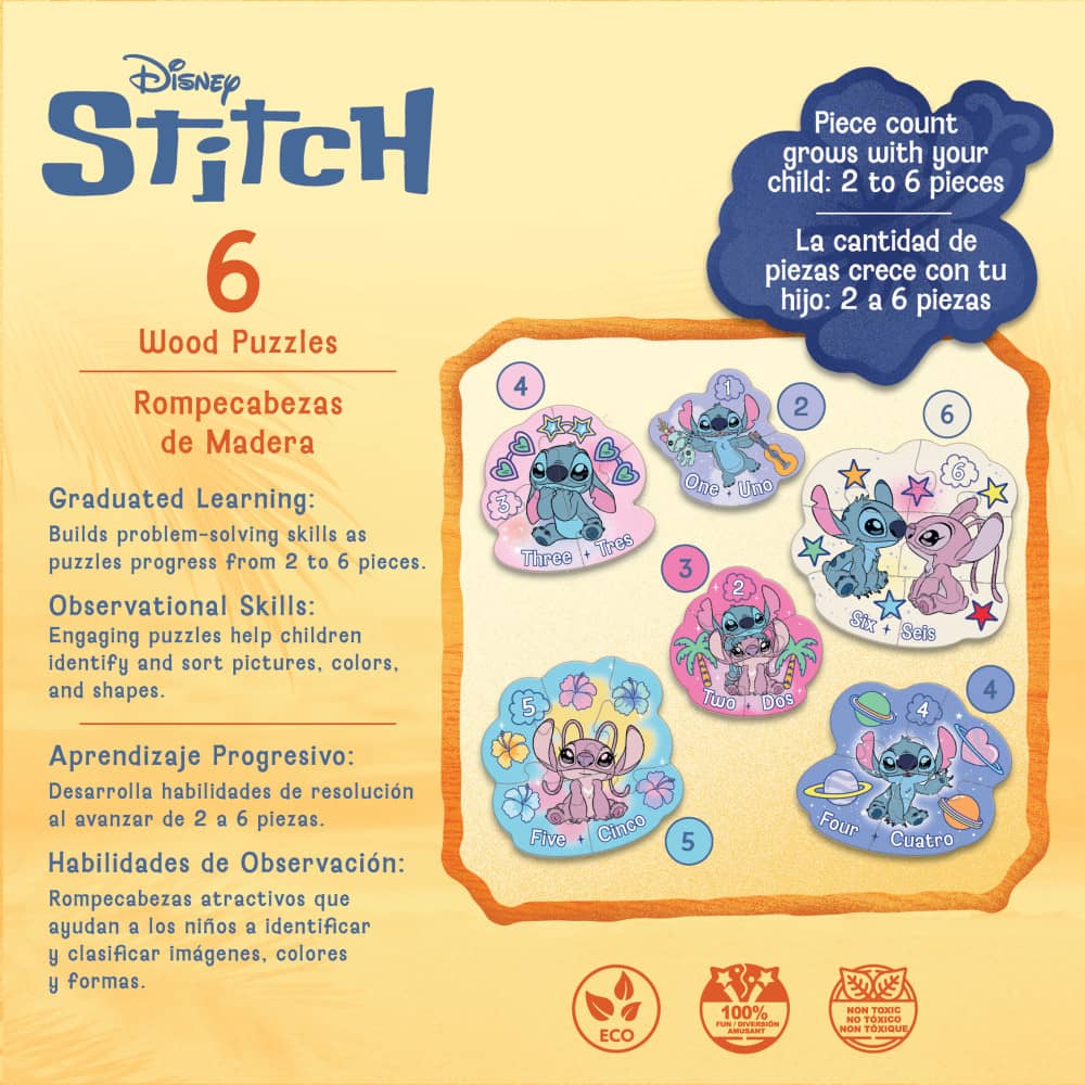 Disney - Stitch 6-Pack Wood Shaped Puzzles