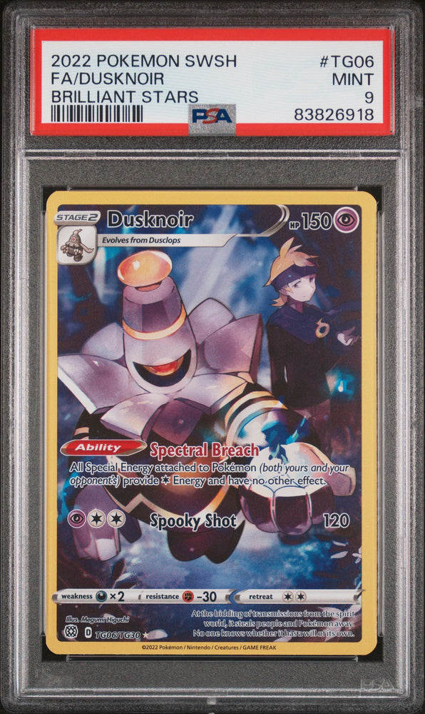 2022 POKEMON SWORD & SHIELD BRILLIANT STARS Full Art DUSKNOIR #TG06 PSA 9 (Online Order Only)