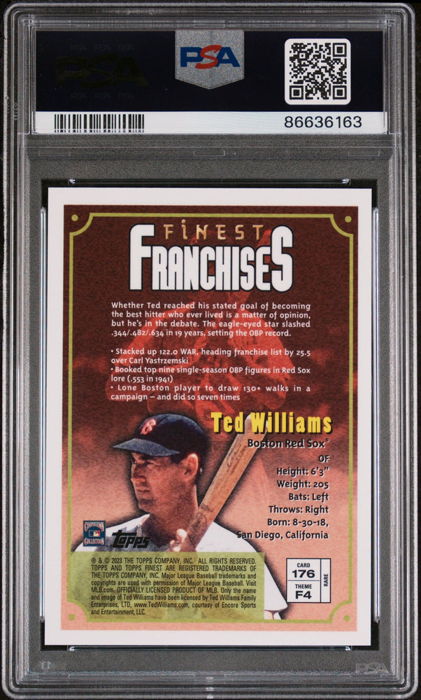 2023 TOPPS FINEST FLASHBACKS TED WILLIAMS  #176 - PSA 10 (Online Order Only)