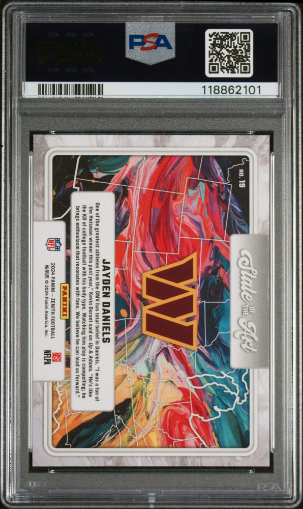 Graded 2024 Panini Zenith Jayden Daniels #19 State of the Art Rookie RC Football Card PSA 10 Gem Mint (ONLINE ORDER ONLY)