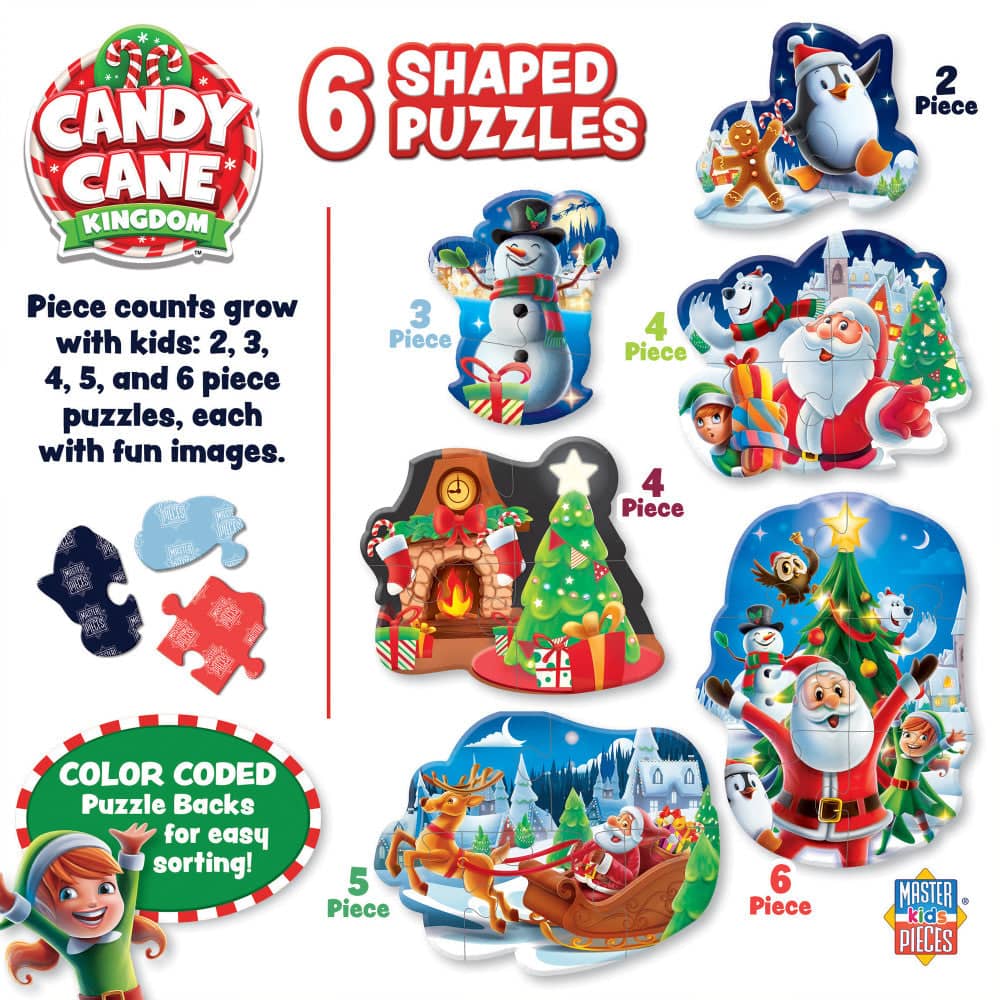 Candy Cane Kingdom - Christmas Fun Mini Shaped Puzzles 6-Pack