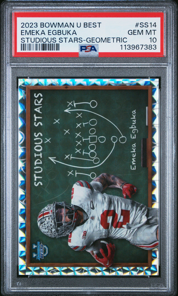Graded 2023 Topps Bowman U Best Emeka Egbuka #SS14 Studios Stars Geometric Rookie RC Football Card PSA 10 Gem Mint (ONLINE ORDER ONLY)