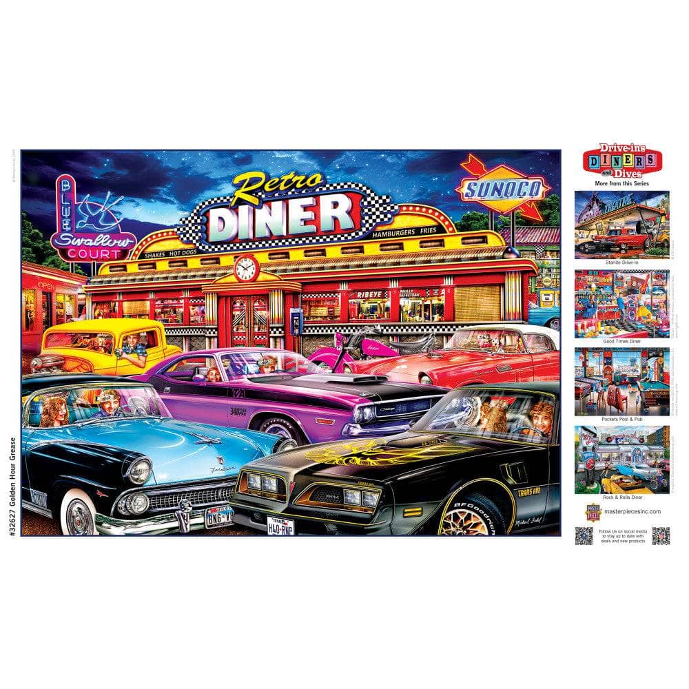 Drive-Ins, Diners & Dives - Golden Hour Grease 500 Piece Jigsaw Puzzle