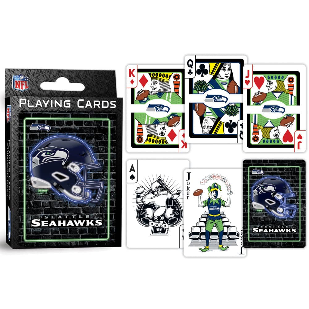 Seattle Seahawks Neon Playing Cards - 54 Card Deck