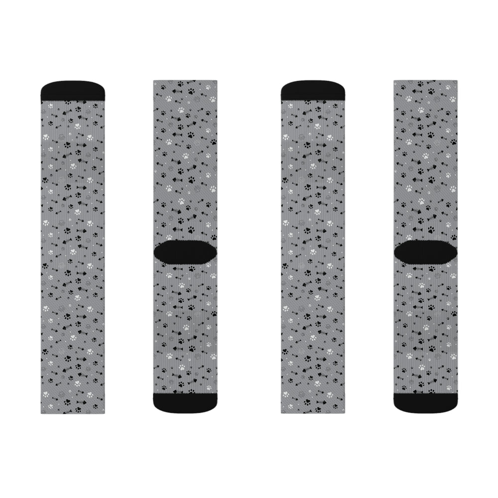 Cat Paw and Fish Bone Sublimation Socks