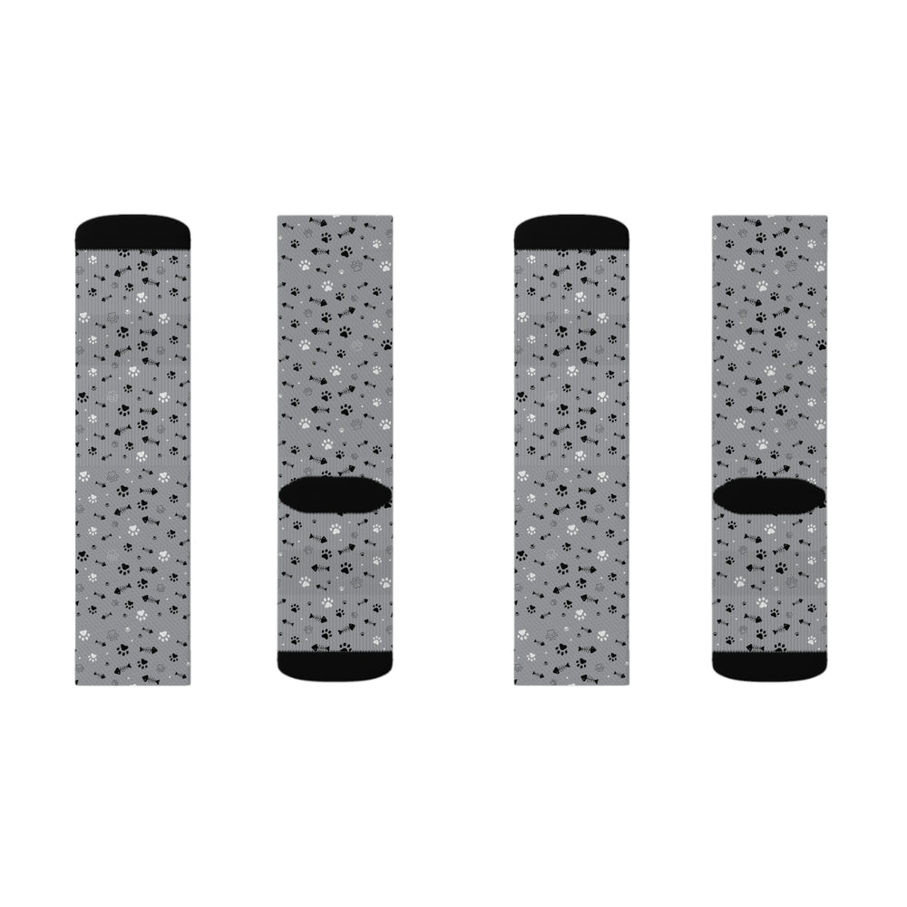Cat Paw and Fish Bone Sublimation Socks